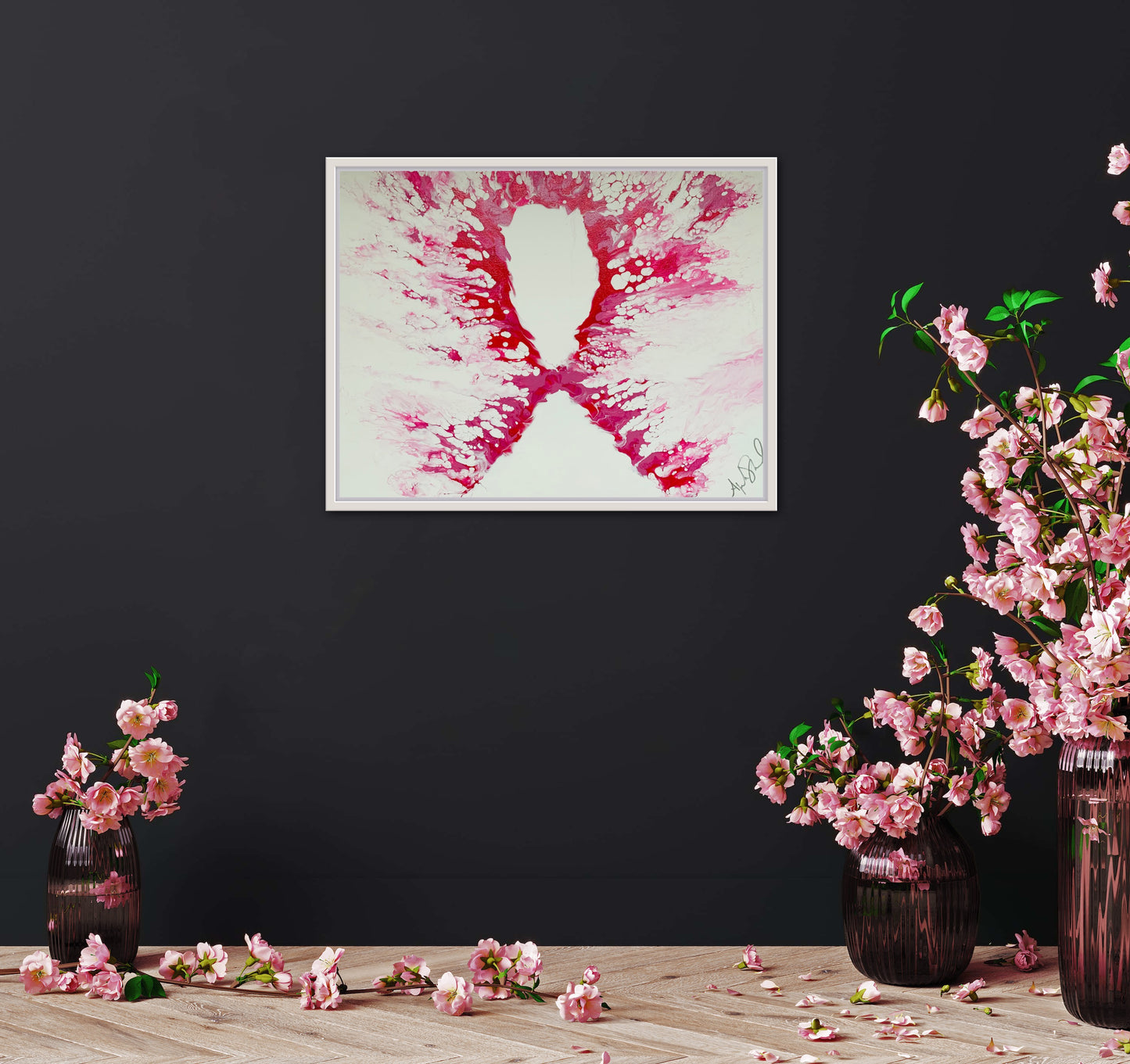 Breast Cancer Acrylic Pour